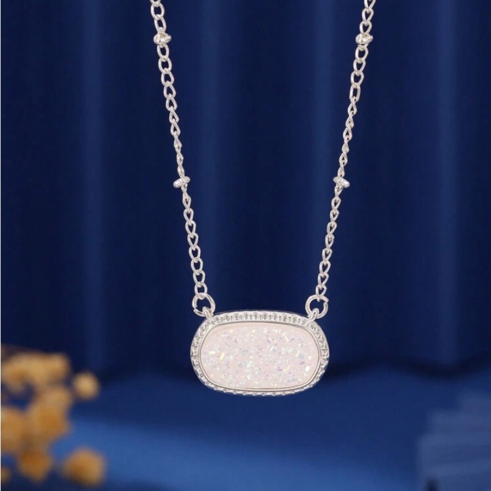 Elegant Silver Necklace with White Pendant